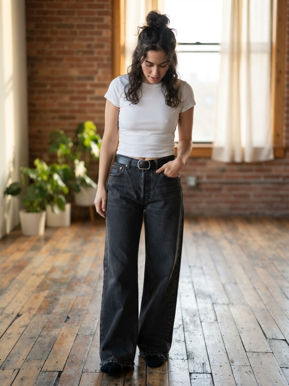 Y2K Grunge Levi’s Premium Low Loose Black Wide Leg Jeans Size 27x30